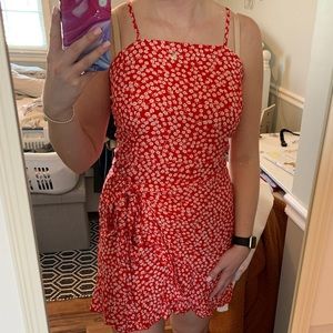 Red Floral Wrap Dress